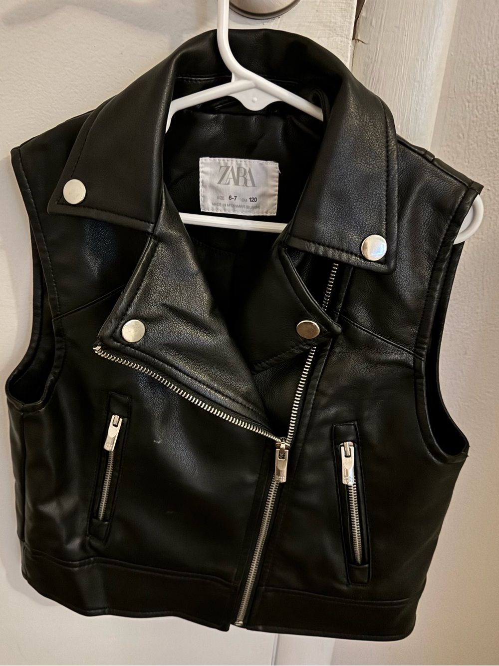 Zara Black Faux Leather Moto Vest for Kids